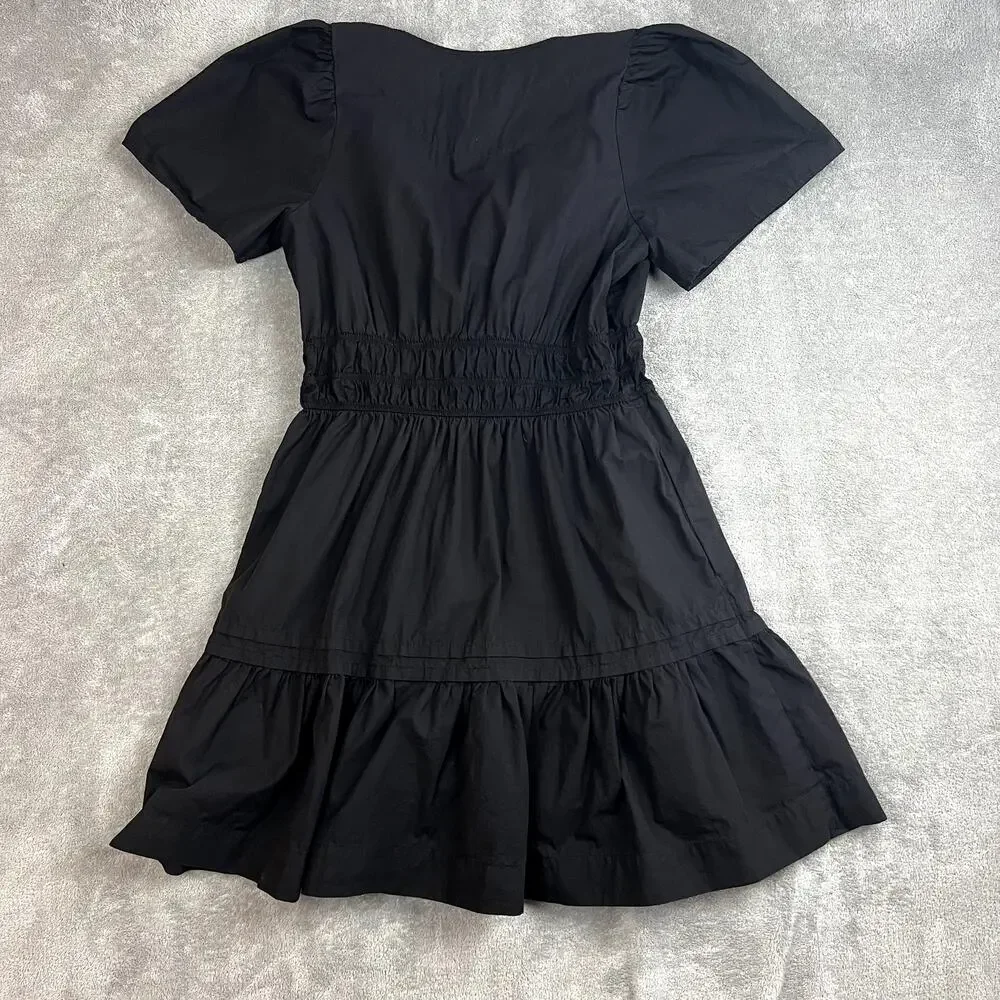 Anthropologie Somerset Mini Dress Womens L Black Tiered Boho Peasant - Picture 6 of 10